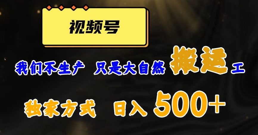 视频号轻松搬运日赚500+，一个1分钟1条原创视频【揭秘】