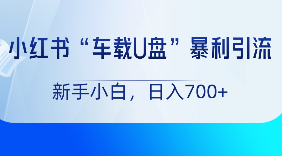 小红书“车载U盘”项目，暴利引流，新手小白轻松日入700+