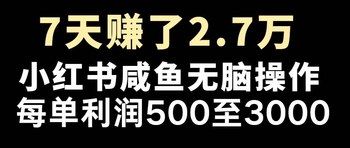 七天赚了2.7万！每单利润最少500+，轻松月入5万+小白有手就行