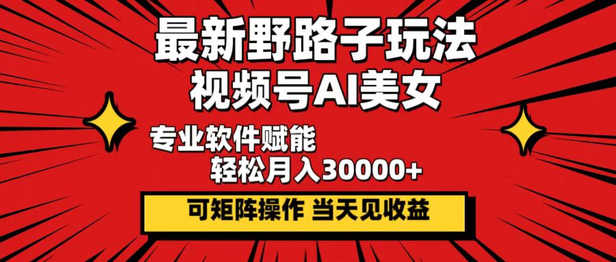 （12798期）最新野路子玩法，视频号AI美女，当天见收益，轻松月入30000＋