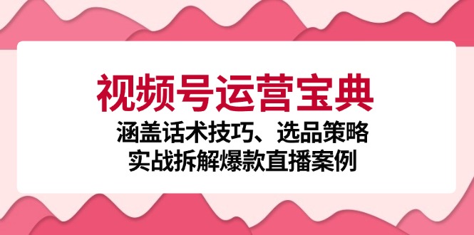 视频号运营宝典：涵盖话术技巧、选品策略、实战拆解爆款直播案例