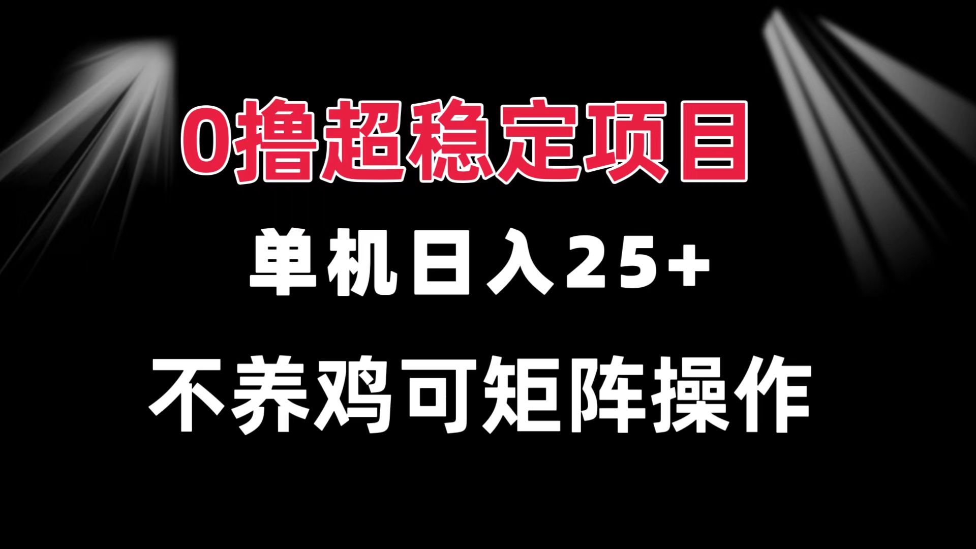 （13355期）0撸项目 单机日入25+ 可批量操作 无需养鸡 长期稳定 做了就有