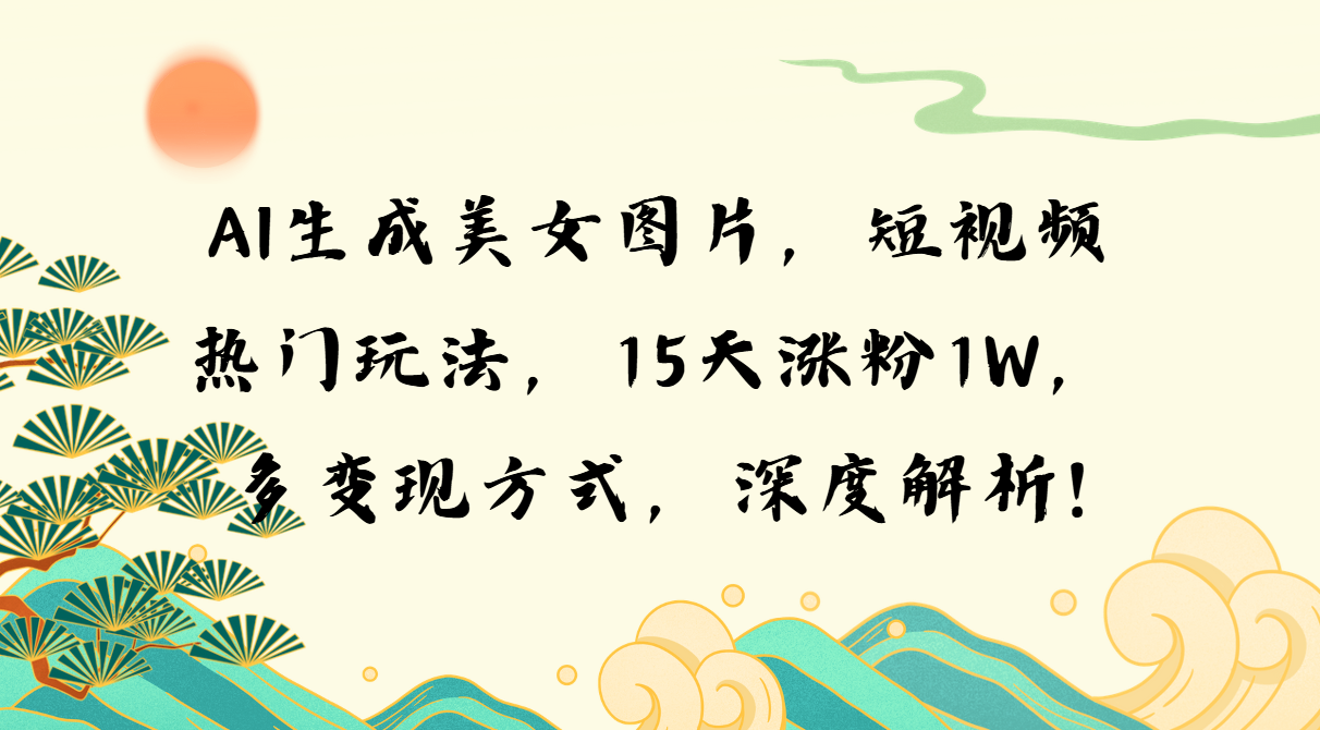 （13581期）AI生成美女图片，短视频热门玩法，15天涨粉1W，多变现方式，深度解析!