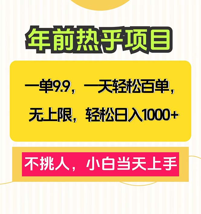 （13795期）一单9.9，一天百单无上限，不挑人，小白当天上手，轻松日入1000+